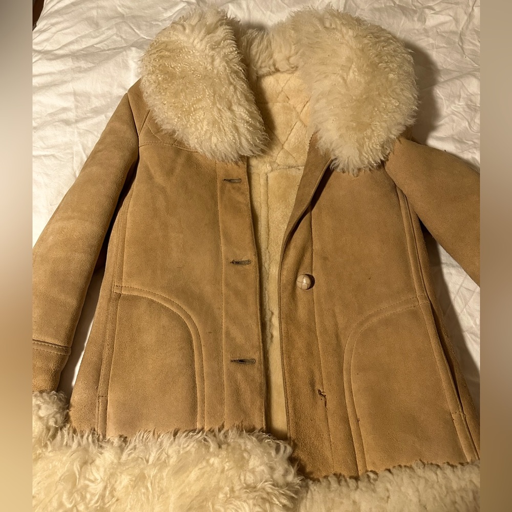 Shearling suede winter coat